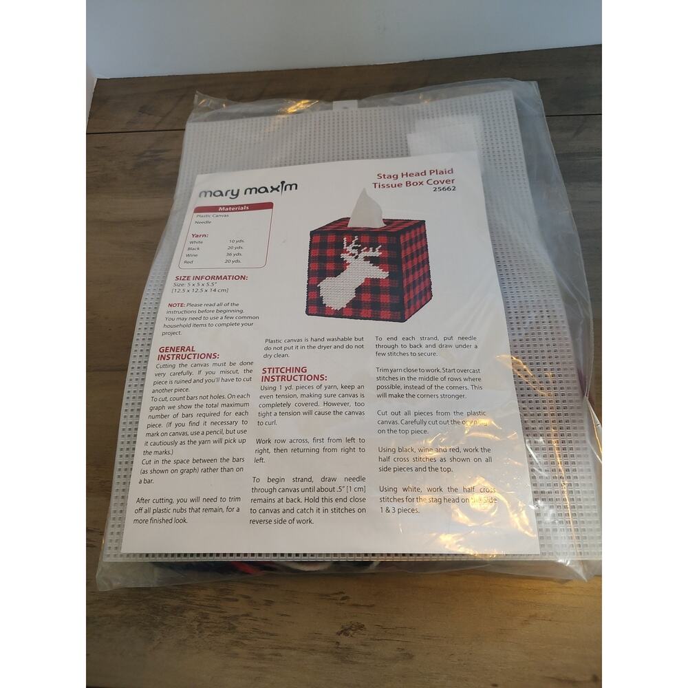 Mary Maxim Stag Head Tissue Box Cover Plastic Canvas Kit
